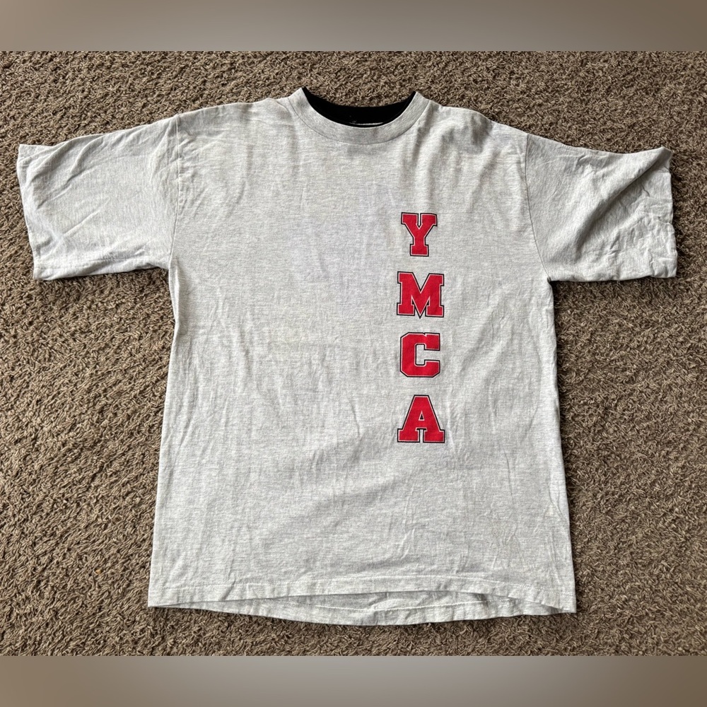 Vintage YMCA T Shirt Mens XL Made In USA Belton Single Stitch 90s Gray Graphic